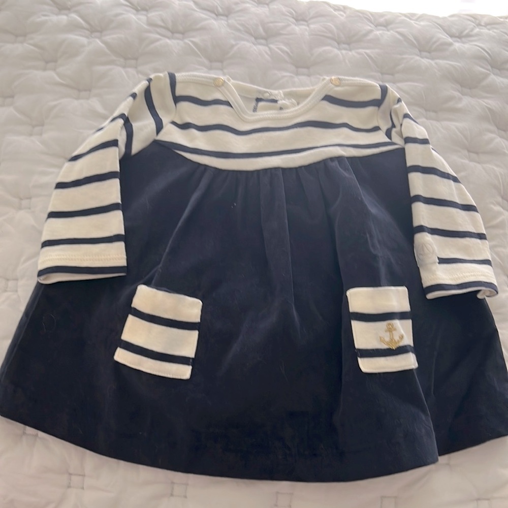 Petit bateau dress 3-6 navy and stripes BNWT!